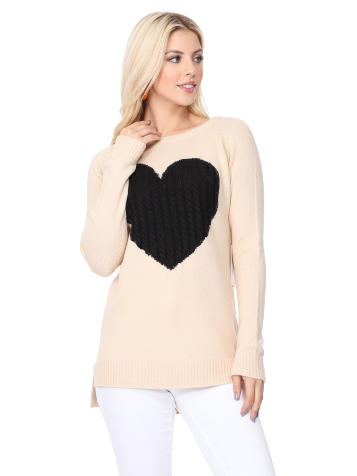 Cozy Heart Jacquard Round Neck Pullover Sweater MK8236 (S-L)