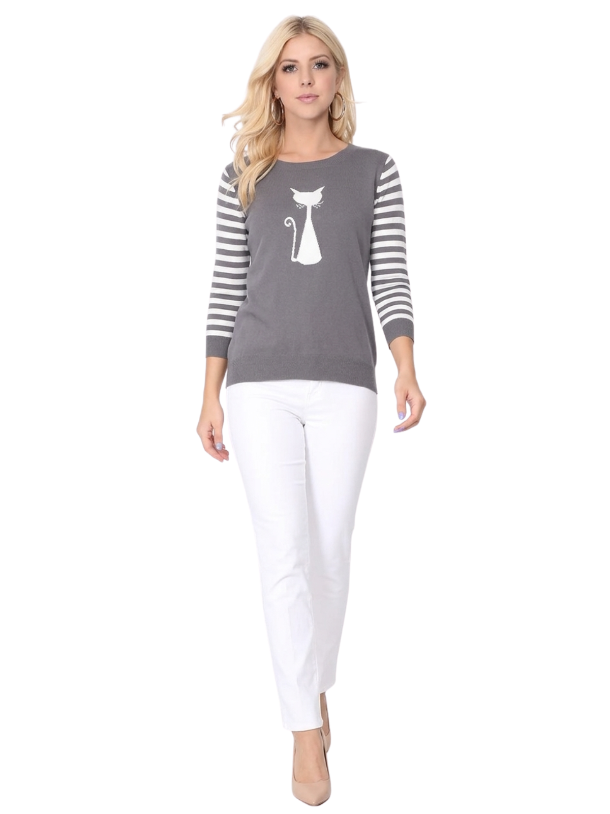 Cat Jacquard Cotton Sweater Top MK8249 (S-L)