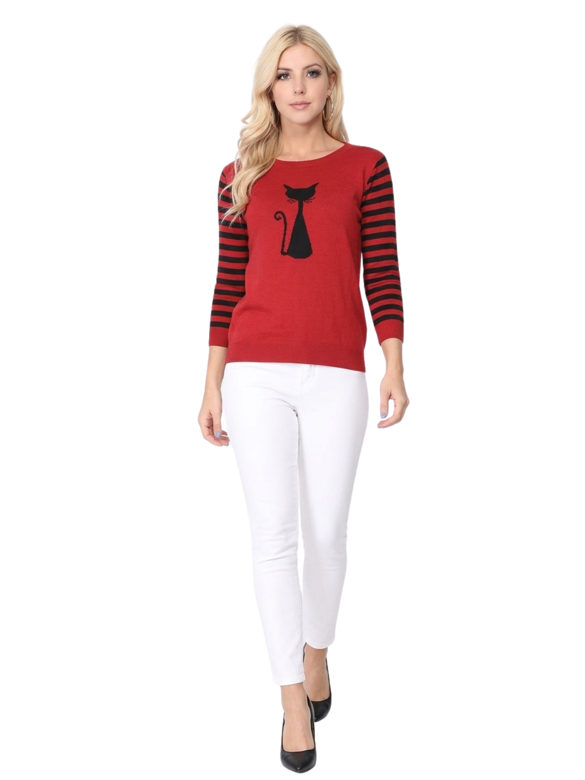 Cat Jacquard Cotton Sweater Top MK8249 (S-L)