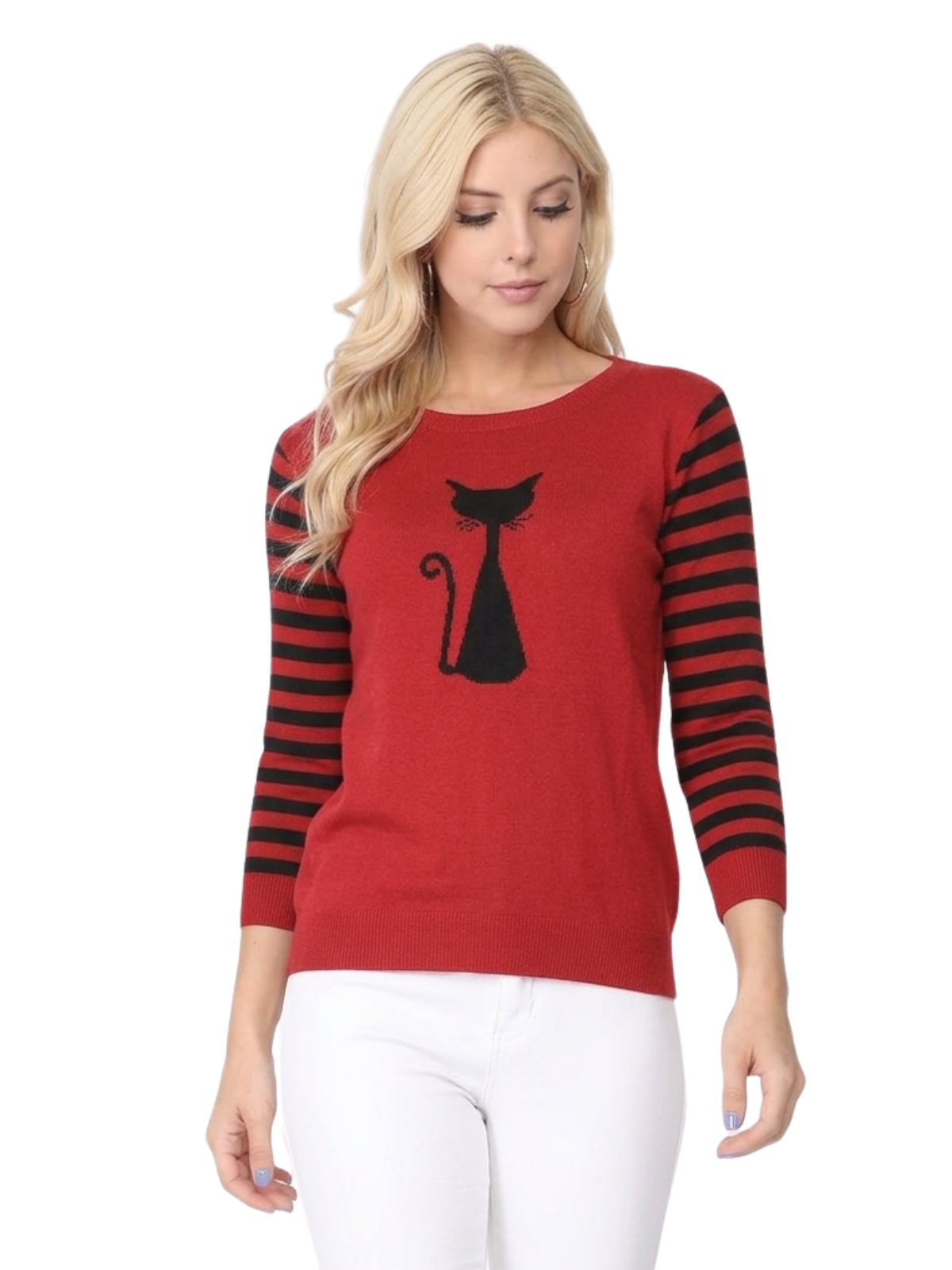 Cat Jacquard Cotton Sweater Top MK8249 (S-L)