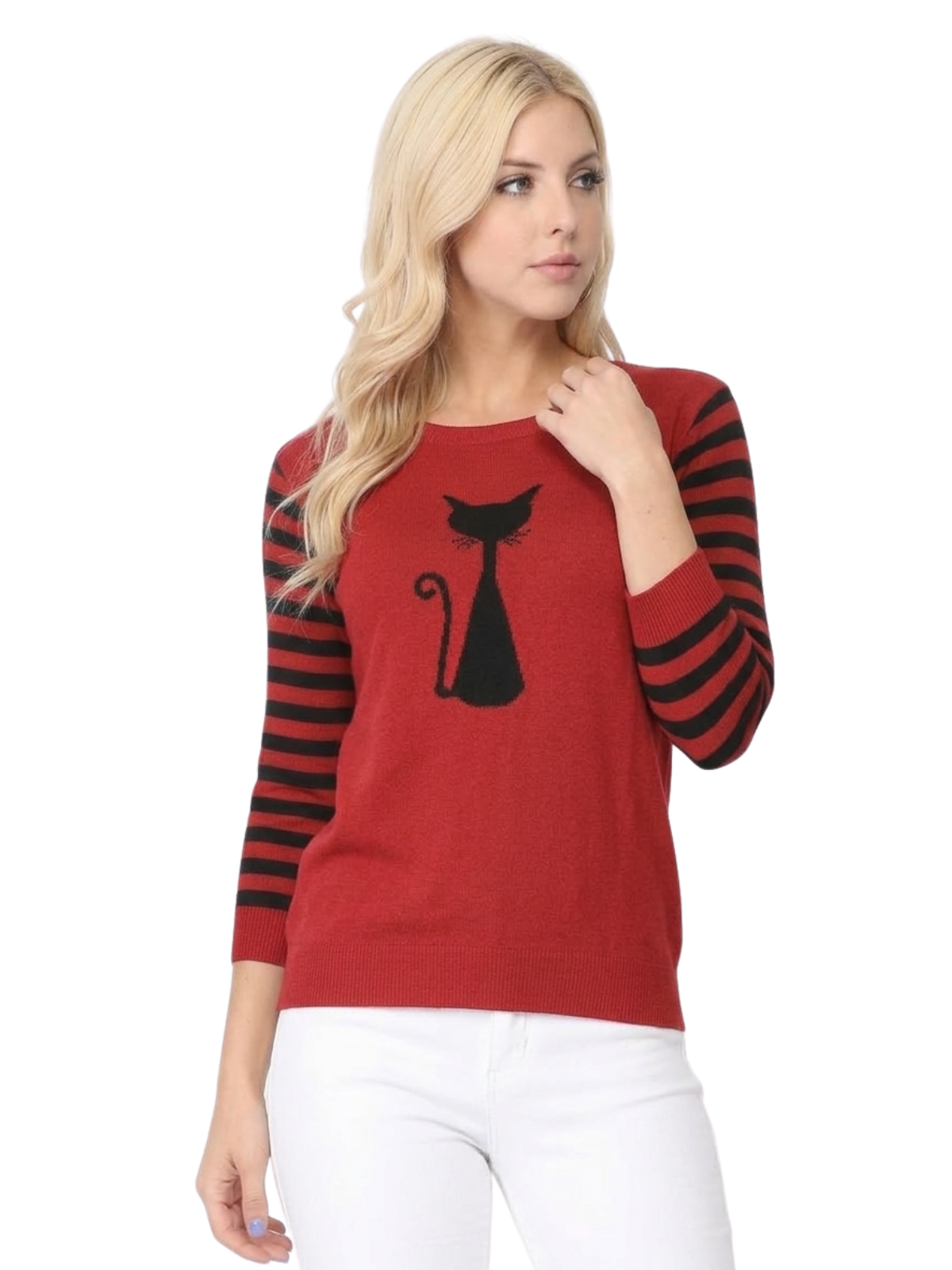 Cat Jacquard Cotton Sweater Top MK8249 (S-L)