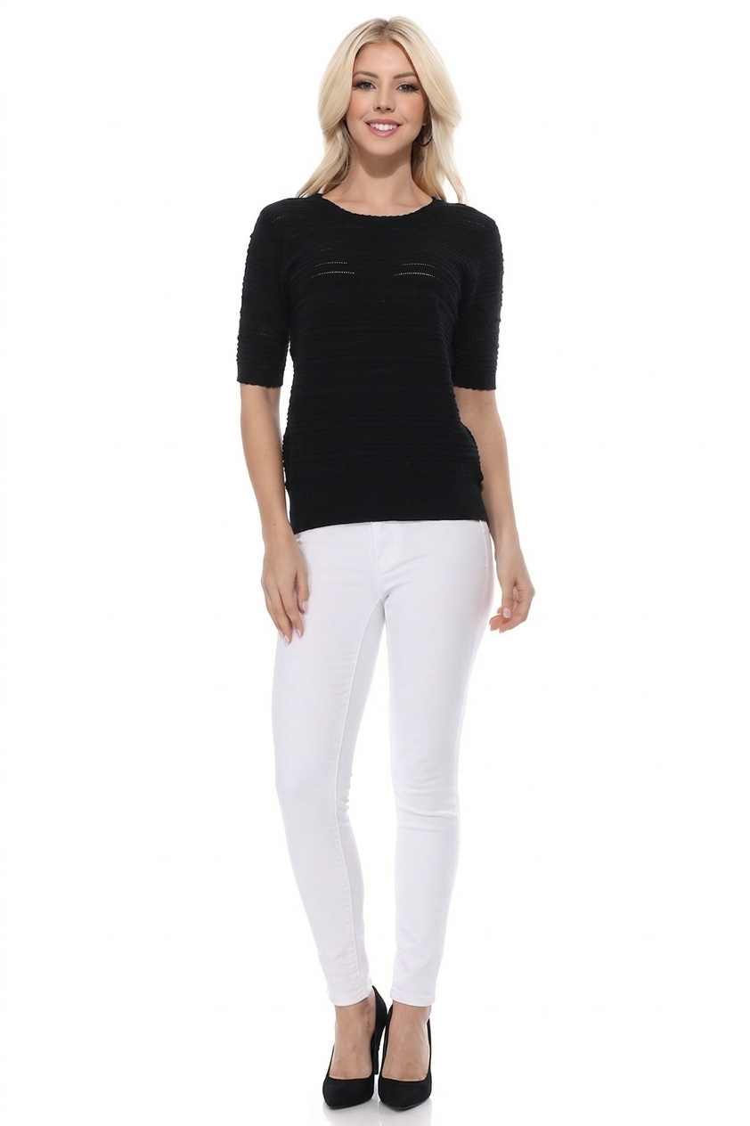 Elegant Scallop & Punch Hole Knitted Sweater Top MK8251 (S-L)