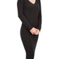 V-Neck Sheer Ribbed Knit Long Sleeve Sweater Dress MK8007 (S-L)