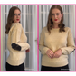 Honeycomb Stitch Sweater Top with Elbow Patch MK3354 (S-L)