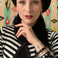 Women's 3/4 Sleeve Crewneck Striped Regular Fit Button-Down Sweater Cardigan MK3521 (S-L)