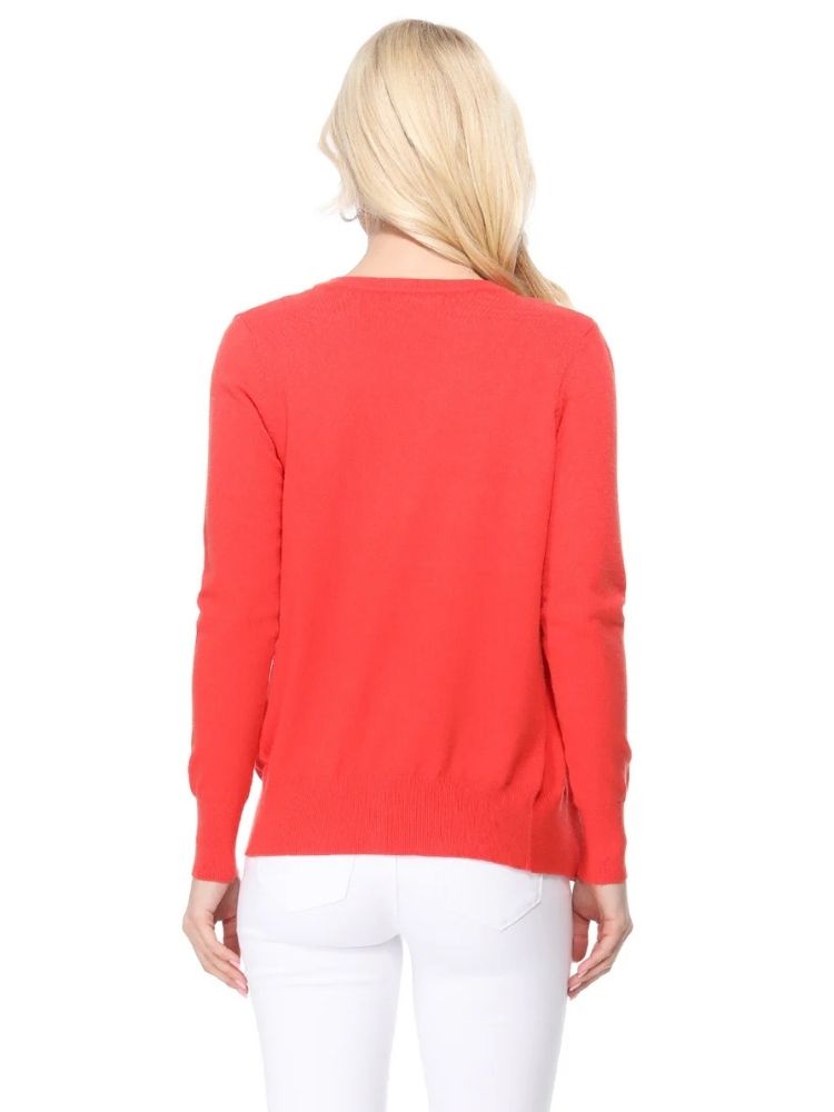Women V-Neck Button Down Knit Cardigan Sweater MK5178 (S-XL)