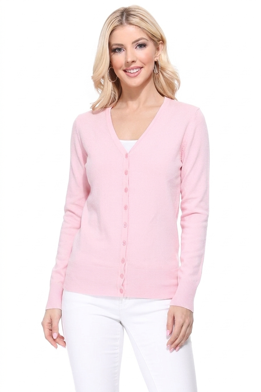 Women V-Neck Button Down Knit Cardigan Sweater MK5178 (S-XL)