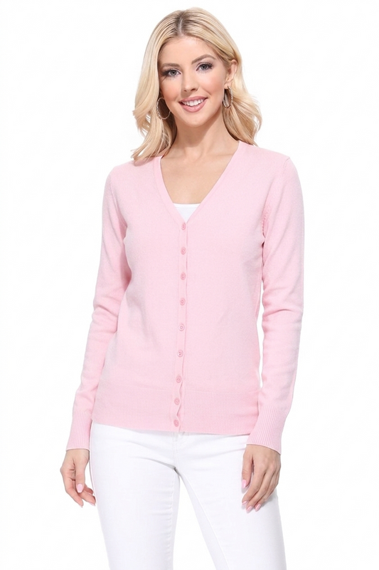 Women V-Neck Button Down Knit Cardigan Sweater MK5178 (S-XL)