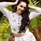 3/4 Sleeve Crewneck Crochet Knit Cropped Cardigan Sweater MK3515 (S-L)