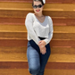 Long Sleeve V-Neck Cropped Summer Pullover Knit Sweater MK8268 (S-L)