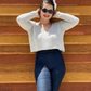 Long Sleeve V-Neck Cropped Summer Pullover Knit Sweater MK8268 (S-L)