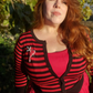 Women's 3/4 Sleeve Crewneck Striped Regular Fit Button-Down Sweater Cardigan MK3521 (S-L)