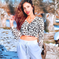 Cropped 3/4 Sleeve Bolero Leopard Print Cardigan Sweater CO129/LEO (S-XL)