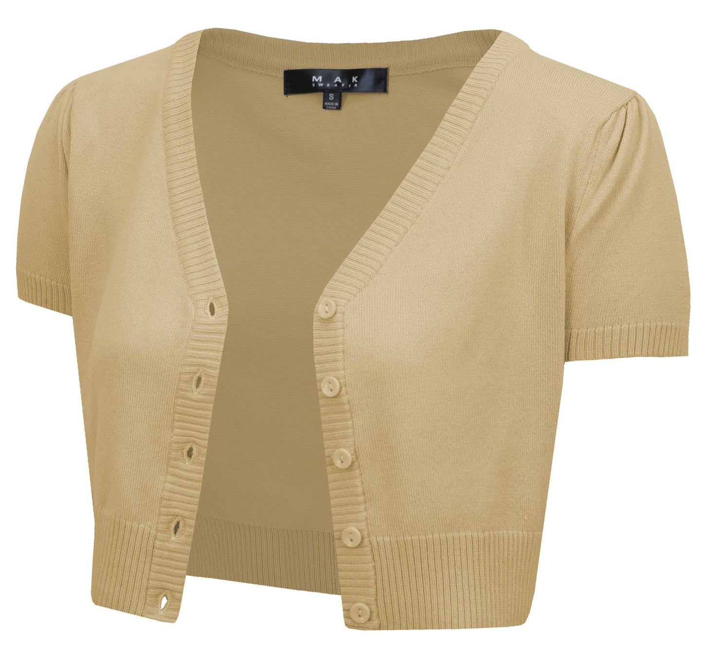 Short Sleeve V-Neck Cropped Bolero Cardigan HB2137 (S-L)