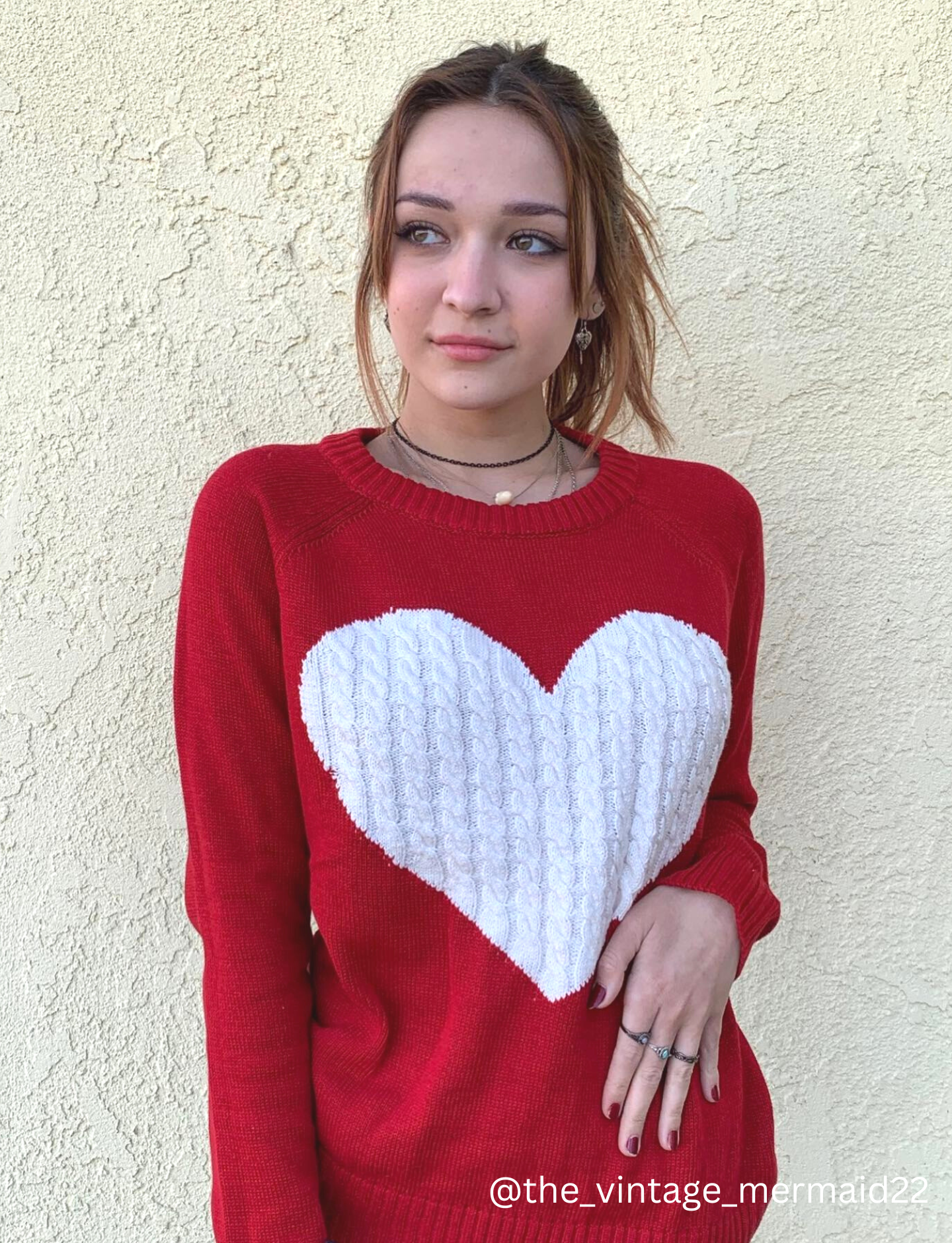 Love Heart Jacquard Round Neck Pullover Sweater MK3506 (S-L)