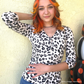 Leopard 3/4 Sleeve V-Neck Button Down Knit Sweater Cardigan CO078LEO