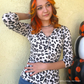 Leopard 3/4 Sleeve V-Neck Button Down Knit Sweater Cardigan CO078LEO