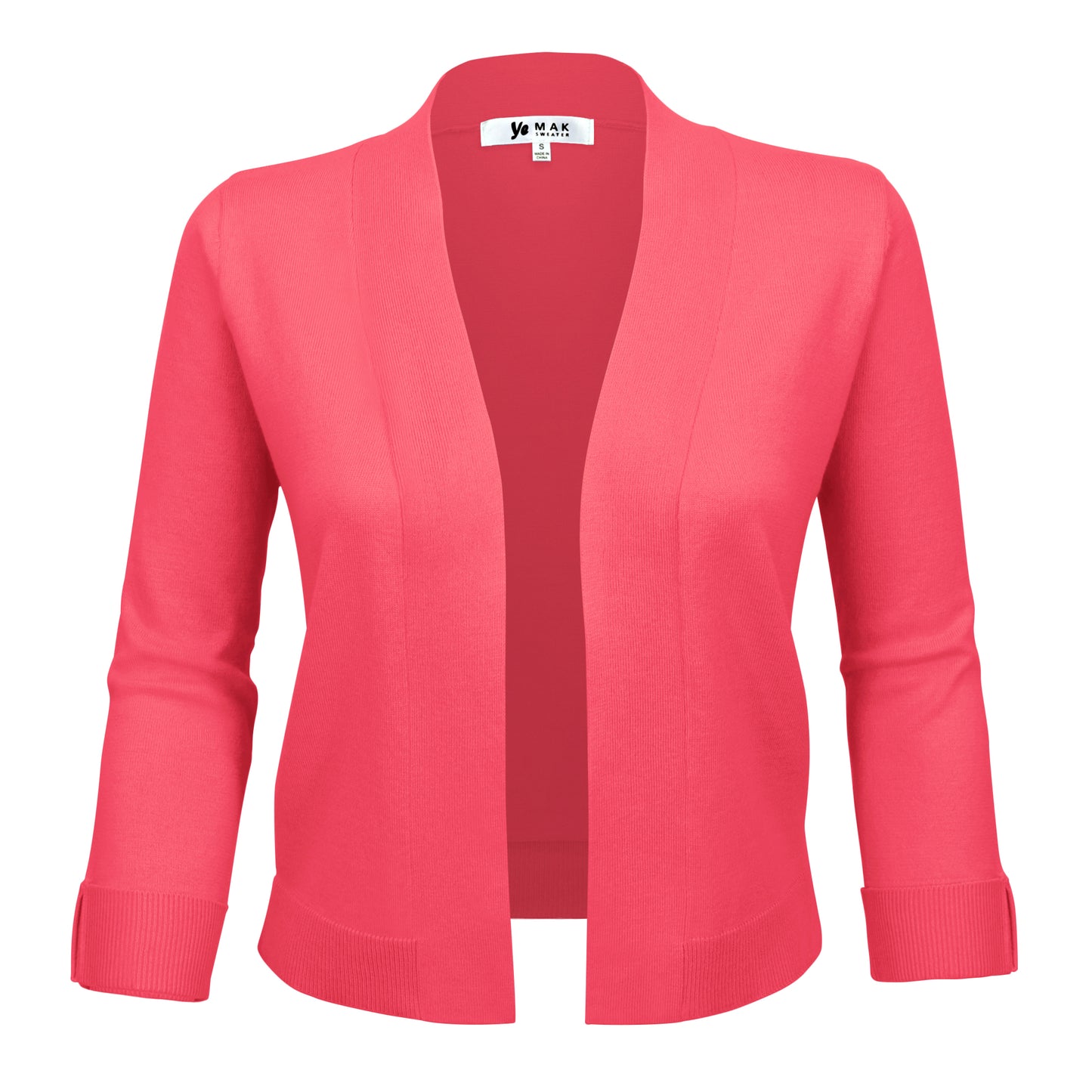 3/4 Sleeve Open Front Knit Bolero Crop Cardigan Sweater MK3558 (S-XL)