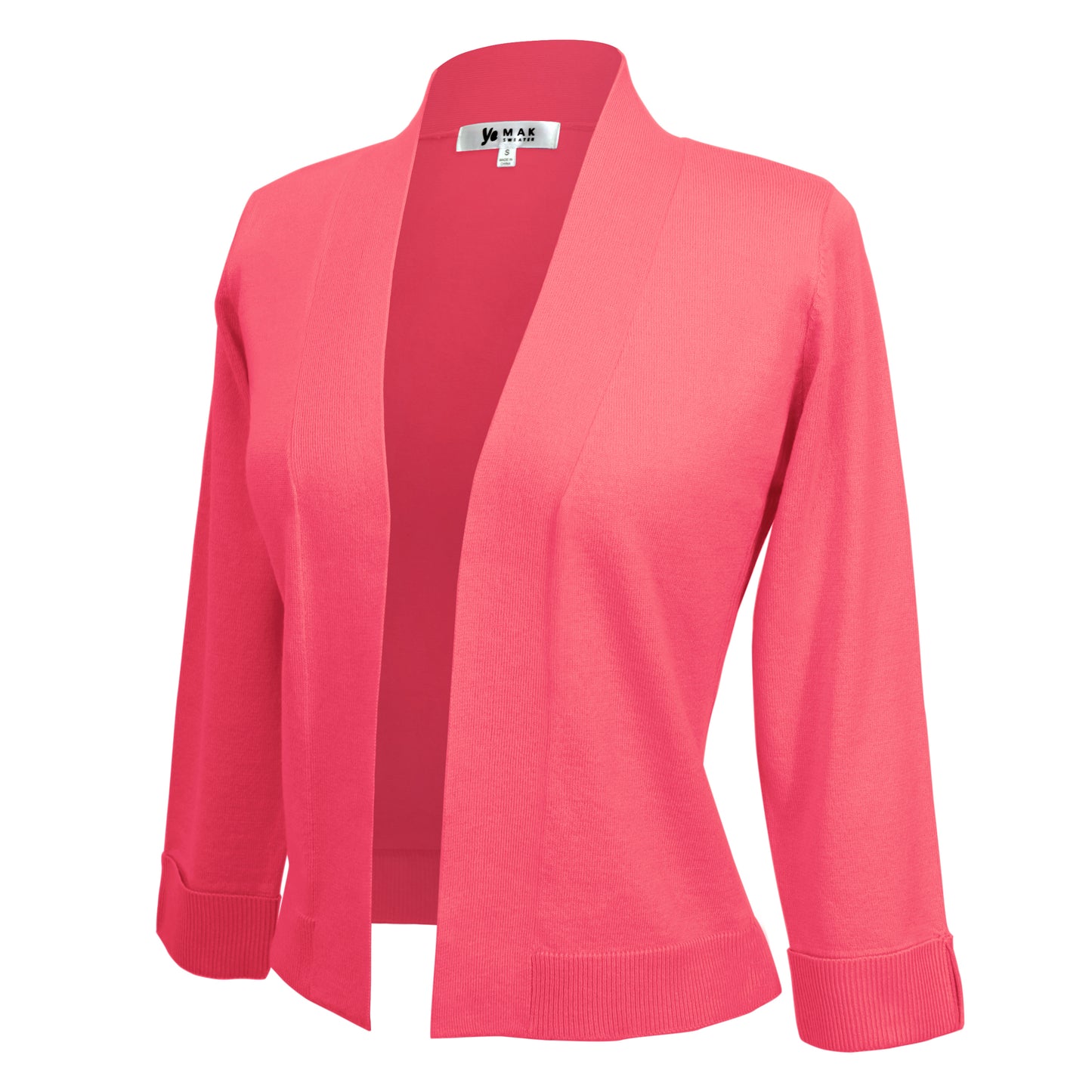 3/4 Sleeve Open Front Knit Bolero Crop Cardigan Sweater MK3558 (S-XL)