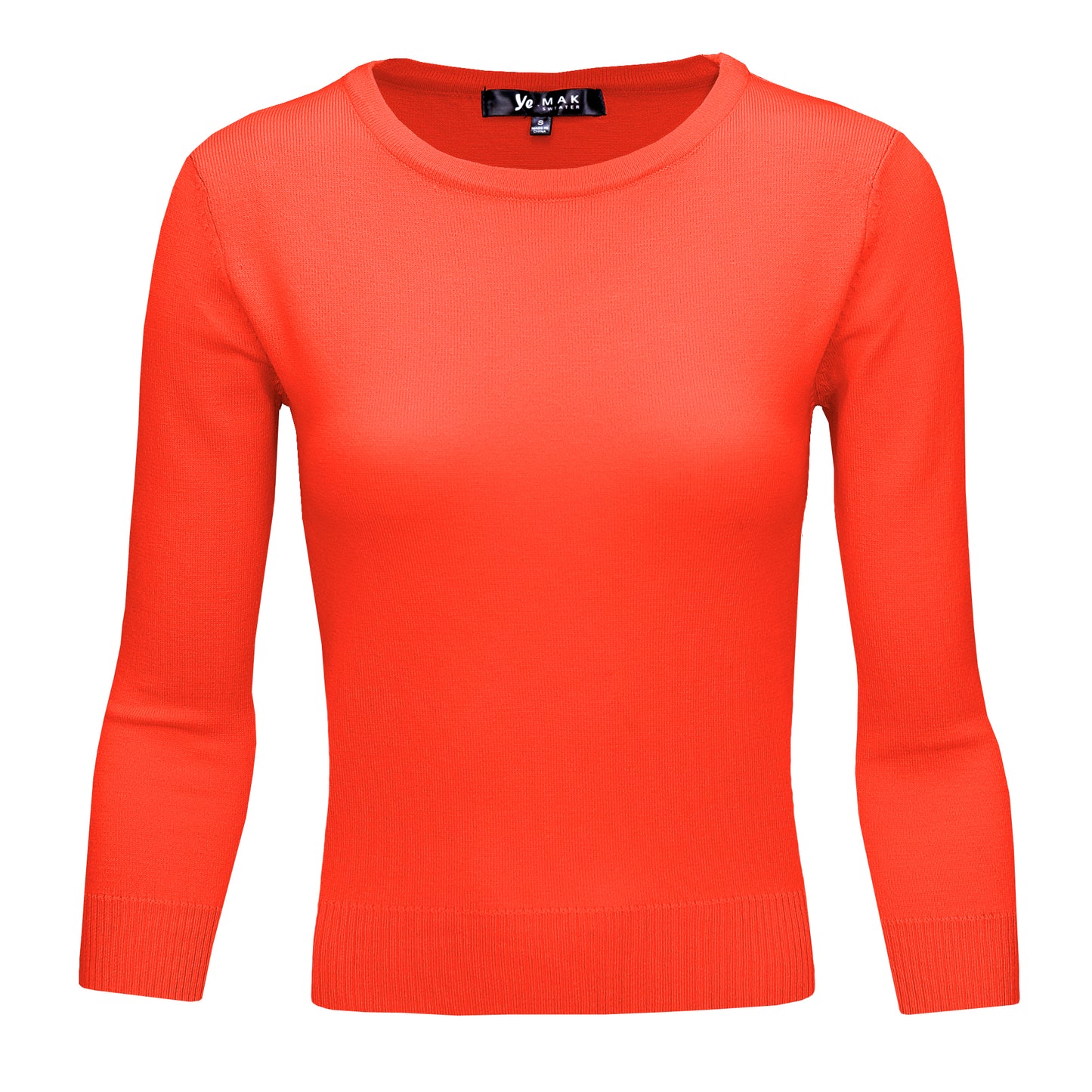 3/4 Sleeve Crewneck Soft Casual Lightweight Basic Solid Knitted Top MK3636 (S-XL)