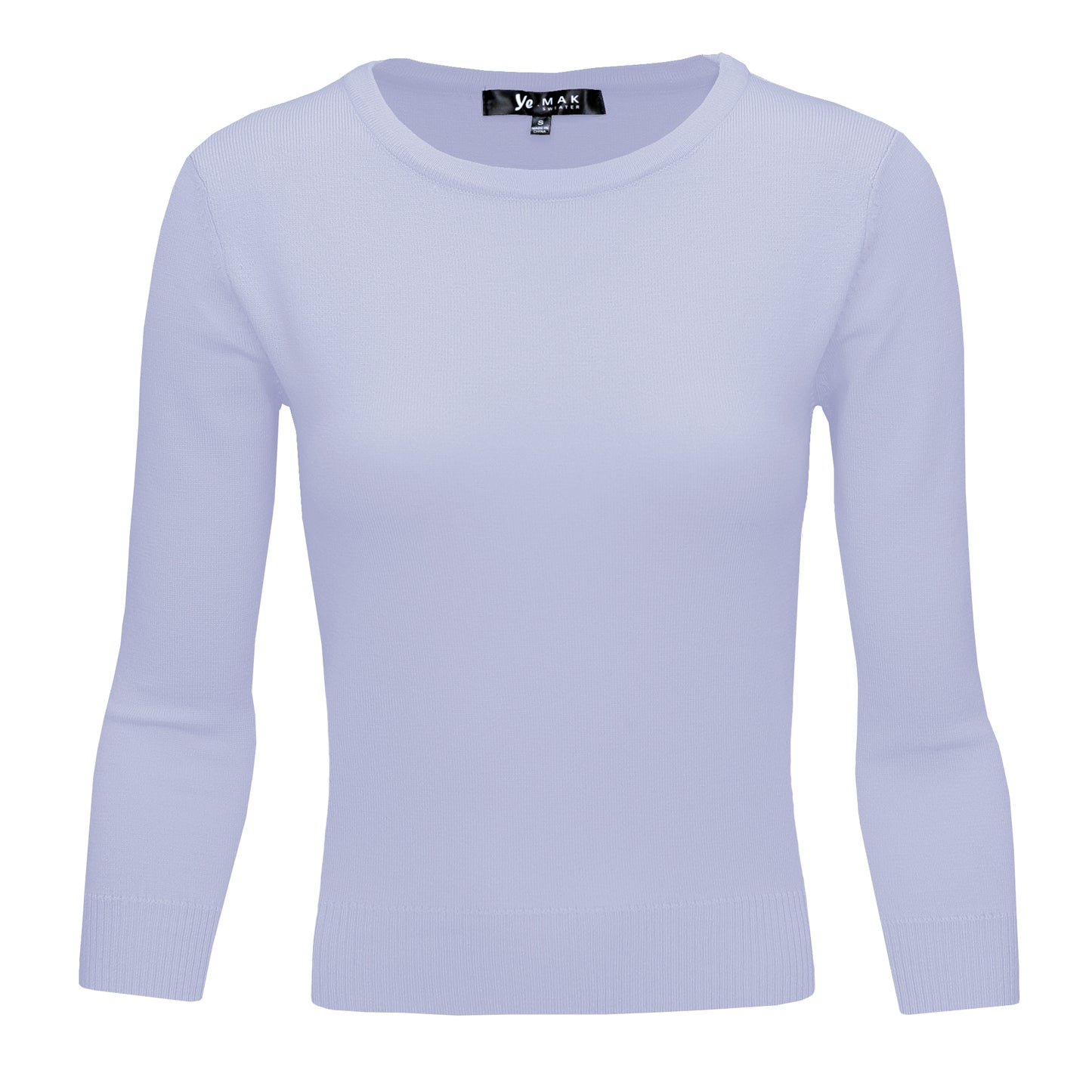 3/4 Sleeve Crewneck Soft Casual Lightweight Basic Solid Knitted Top MK3636 (S-XL)