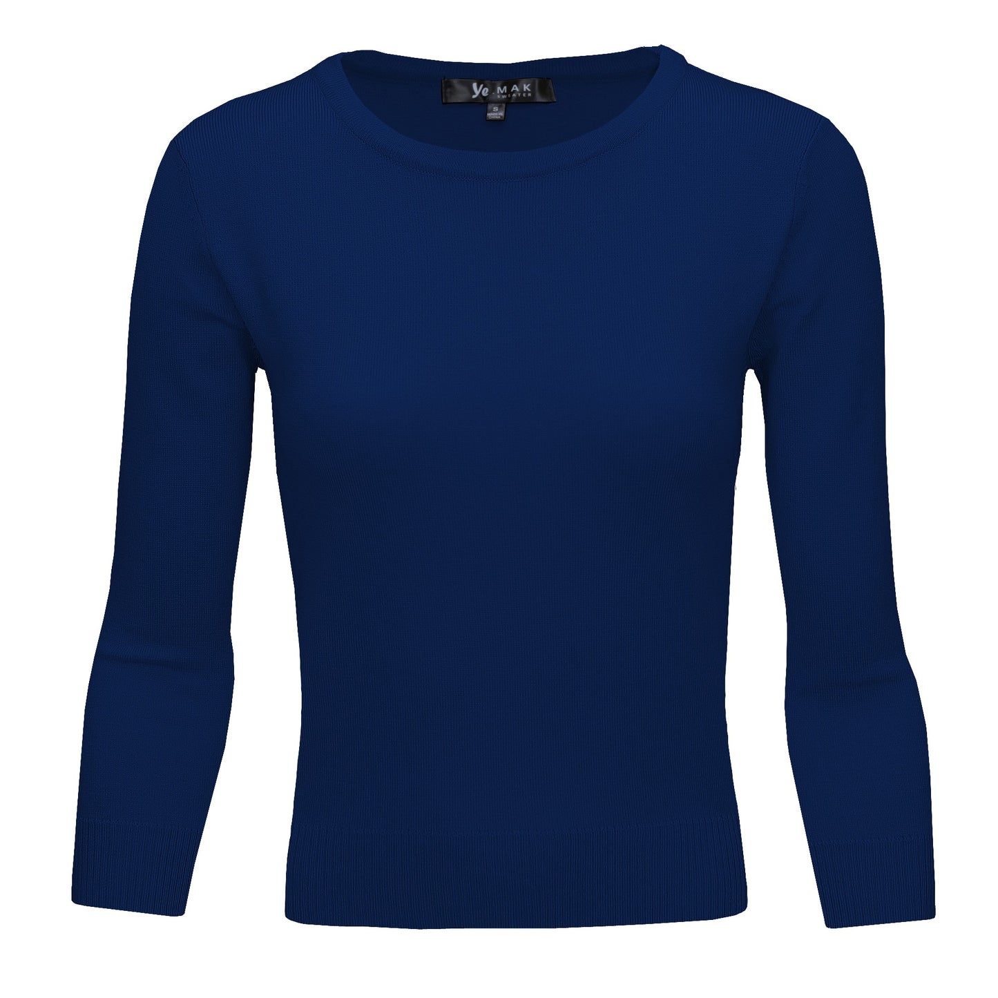 3/4 Sleeve Crewneck Soft Casual Lightweight Basic Solid Knitted Top MK3636 (S-XL)