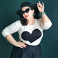 Love Heart Chenille Crewneck 3/4 Sleeve Pullover Sweater MK3595 (S-L)