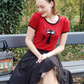 Short Sleeve Crewneck Cat Print Casual T-Shirt Sweater MK32004CAT (S-L)