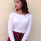 Round Neck Long Sleeve Crop Sweater Knit Crop Top MK3637 (S-XL)