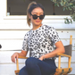 Half Sleeve Crewneck Leopard Print Casual Knit Pullover Tee MK3664/LEO (S-XL)