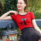 Short Sleeve Crewneck Cat Print Casual T-Shirt Sweater MK32004CAT (S-L)
