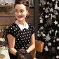 Puffed Cap Sleeve Polka Dot Jacquard Sweater MK3673 (S-L)