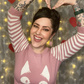 3/4 Sleeve Kitty Cat Jacquard Crewneck Pullover Sweater MK3375(S-L)