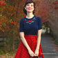 Half Sleeve Daisy Flower Embroidered Knit Pullover Tee MK3664EMBO(S-XL)