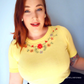 Half Sleeve Daisy Flower Embroidered Knit Pullover Tee MK3664EMBO(S-XL)