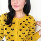 3/4 Sleeve Crewneck Cat Pattern Stylish Cardigan Sweater MK3466 (S-L)