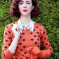 3/4 Sleeve Crewneck Cat Pattern Stylish Cardigan Sweater MK3466 (S-L)