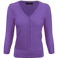 3/4 Sleeve V-Neck Button Down Knit Plus Size Cardigan Sweater CO078PL (1X-3X)