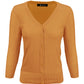 3/4 Sleeve V-Neck Button Down Knit Cardigan Sweater CO078 (S-L)