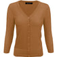 3/4 Sleeve V-Neck Button Down Knit Cardigan Sweater CO078 (S-L)