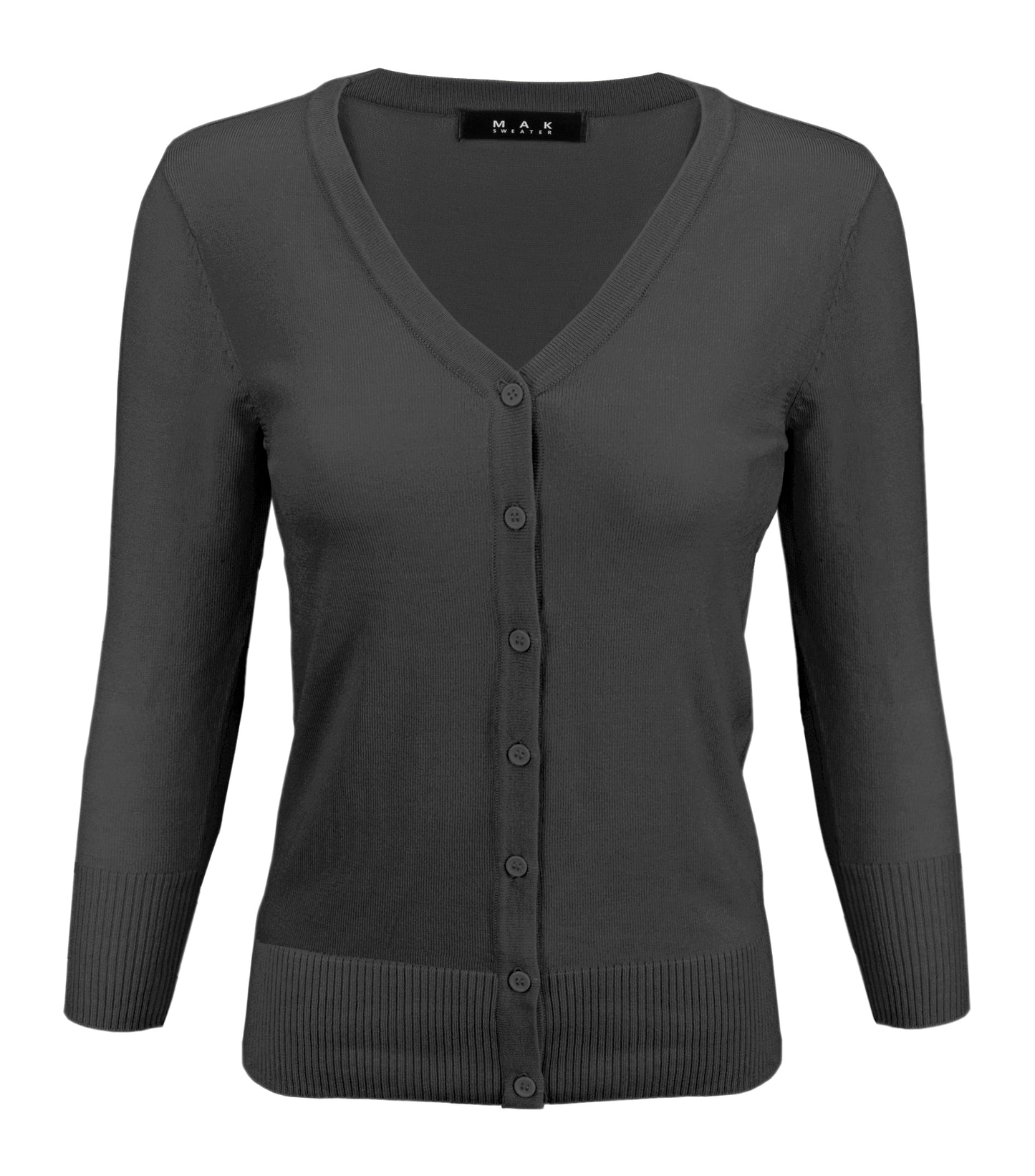 3/4 Sleeve V-Neck Button Down Knit Plus Size Cardigan Sweater CO078PL (1X-3X)