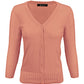 3/4 Sleeve V-Neck Button Down Knit Cardigan Sweater CO078 (S-L)
