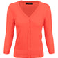 3/4 Sleeve V-Neck Button Down Knit Plus Size Cardigan Sweater CO078PL (1X-3X)