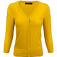 3/4 Sleeve V-Neck Button Down Knit Plus Size Cardigan Sweater CO078PL (1X-3X)