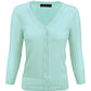 3/4 Sleeve V-Neck Button Down Knit Plus Size Cardigan Sweater CO078PL (1X-3X)