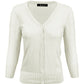 3/4 Sleeve V-Neck Button Down Knit Plus Size Cardigan Sweater CO078PL (1X-3X)