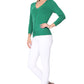 3/4 Sleeve V-Neck Button Down Knit Cardigan Sweater CO078 (S-L)