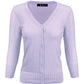 3/4 Sleeve V-Neck Button Down Knit Plus Size Cardigan Sweater CO078PL (1X-3X)