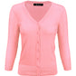 3/4 Sleeve V-Neck Button Down Knit Plus Size Cardigan Sweater CO078PL (1X-3X)
