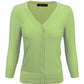 3/4 Sleeve V-Neck Button Down Knit Plus Size Cardigan Sweater CO078PL (1X-3X)